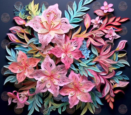 3D Pastel Lillies Tumbler Wrap