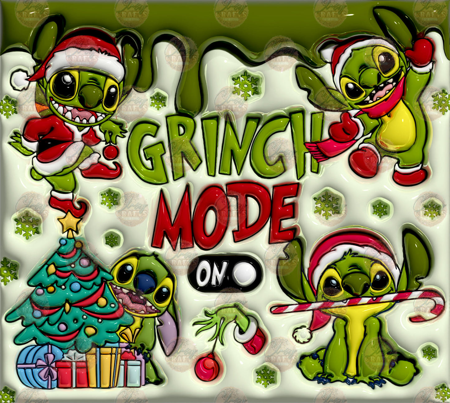 3D Puff Grump Mode OnTumbler Wrap