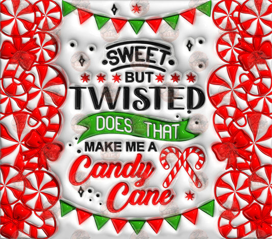 3D Puff Twisted Candy Cane Tumbler Wrap