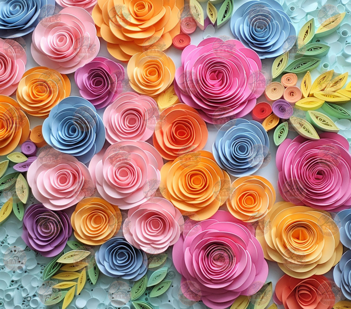 3D Roses Multicolor Tumbler Wrap