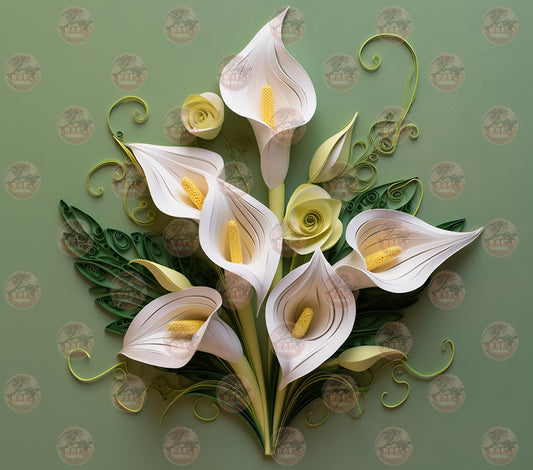 3D White Callalillies Tumbler Wrap
