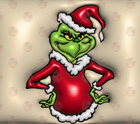 3D Puff Grouchy Santa Tumbler Wrap