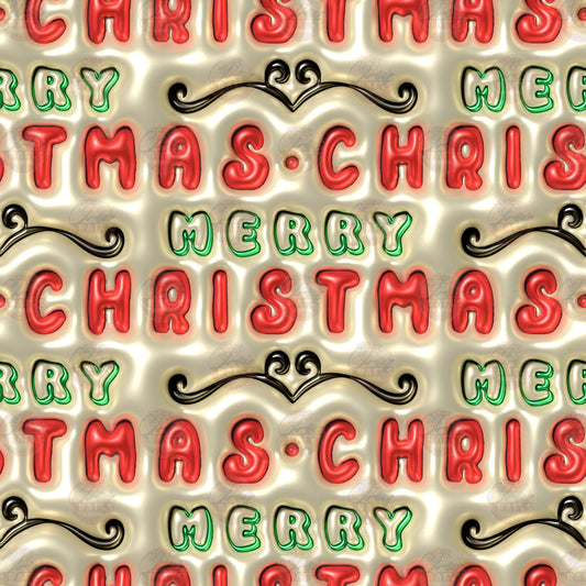 3D Puff Merry Christmas Tumbler Wrap