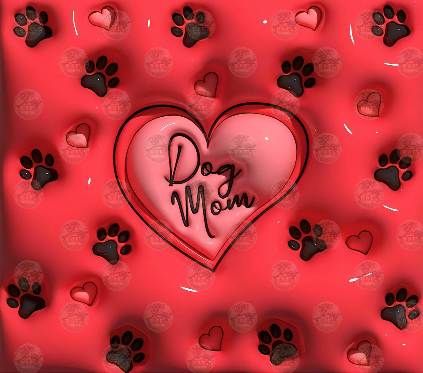 3D Puff Red Dog Mama Tumbler Wrap