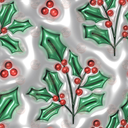 3D Puff Holly Print Tumbler Wrap