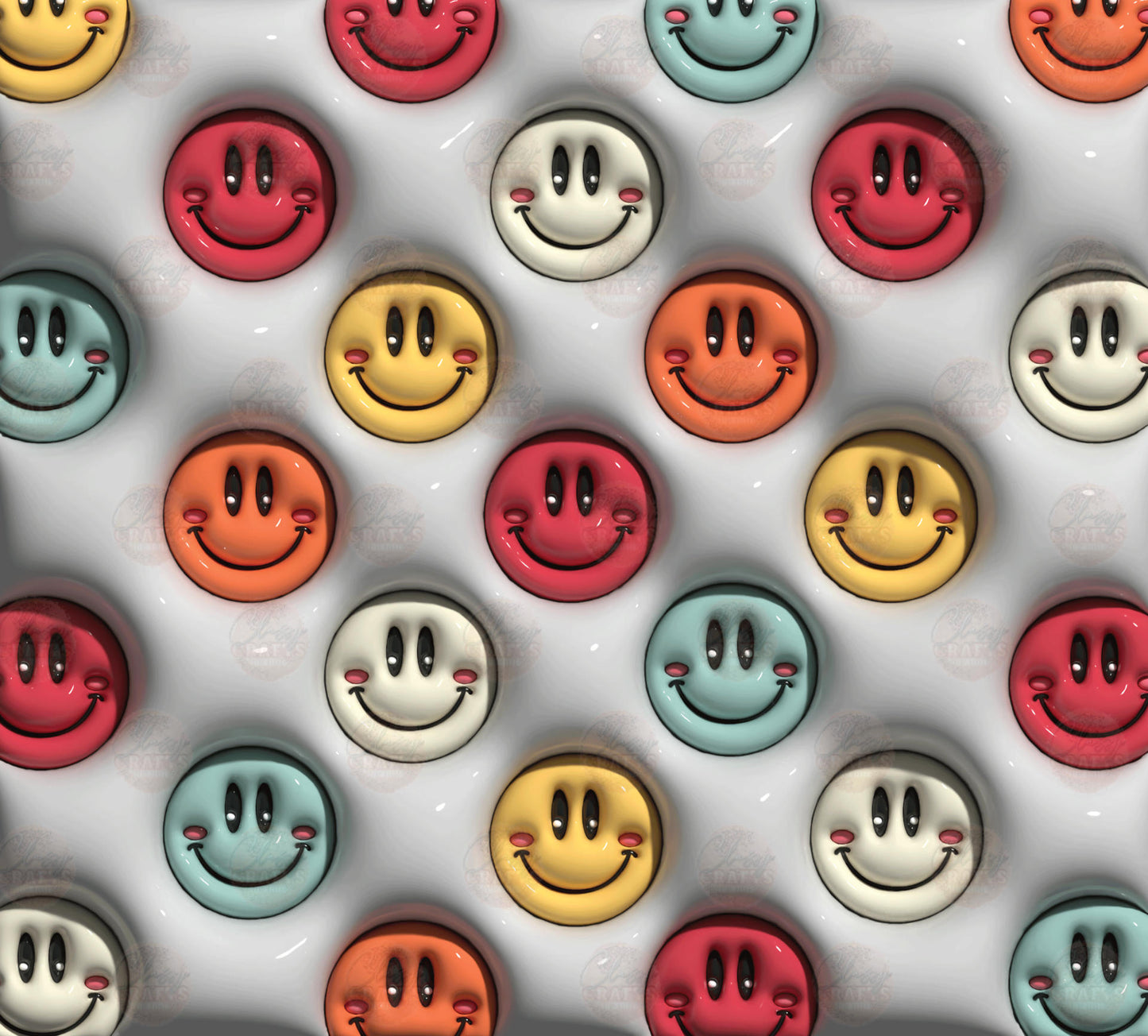 3D Puff Colorful Smiley Tumbler Wrap
