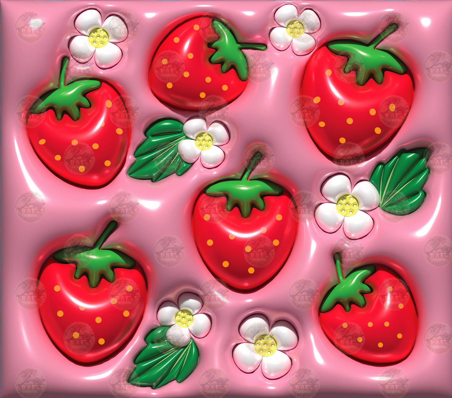 3D Puff Strawberry Floral Tumbler Wrap r