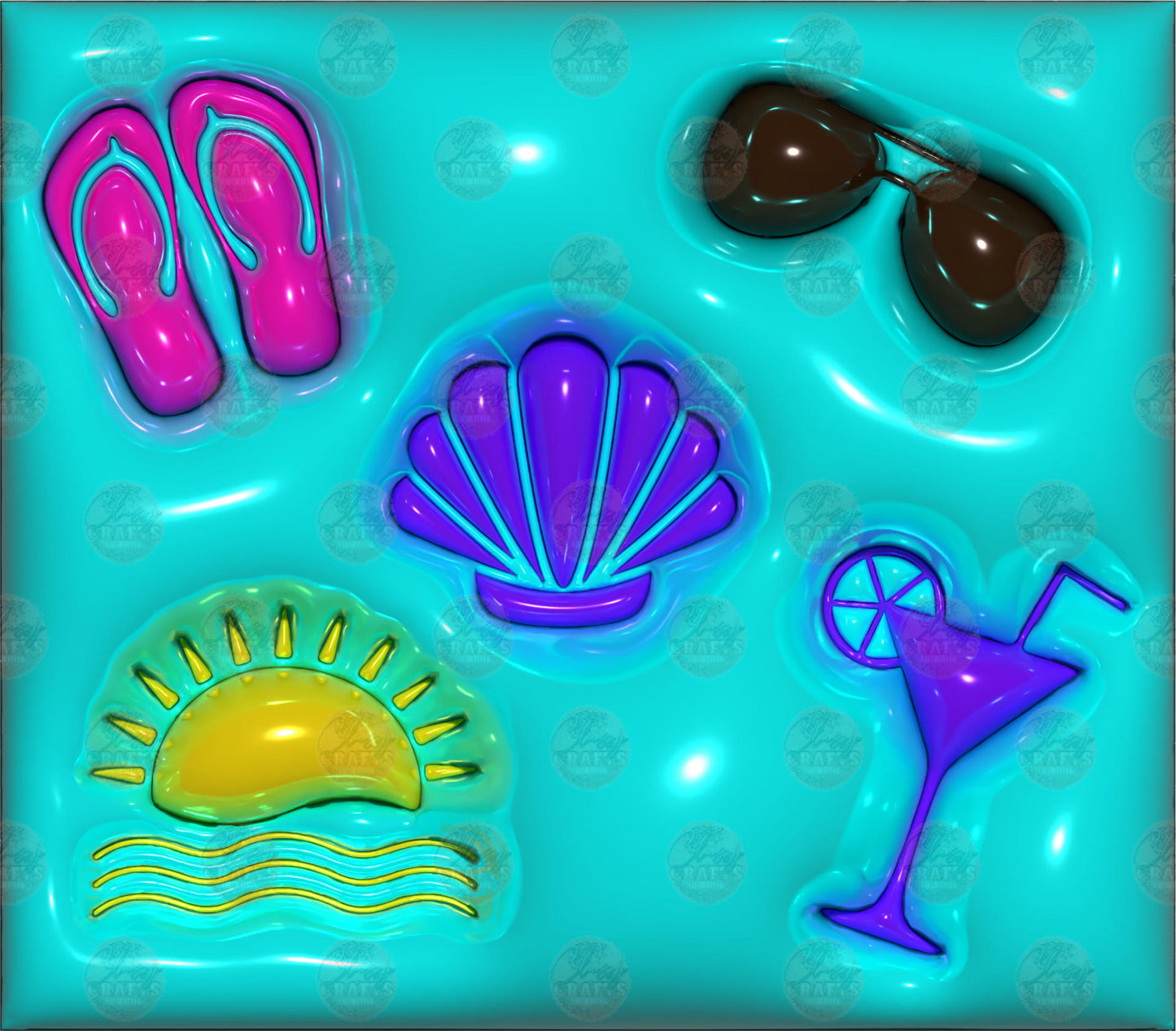 3D Puff Summer Time Tumbler Wrap