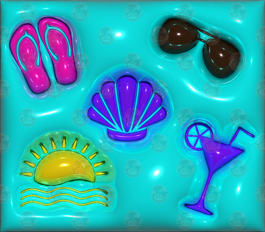 3D Puff Summer Time Tumbler Wrap