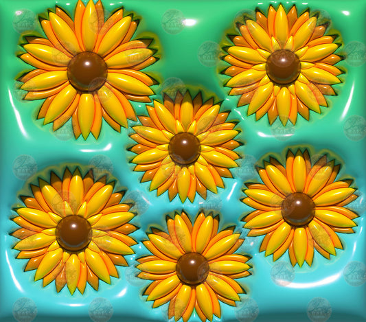 3D Puff Yellow Sunflower Tumbler Wrap