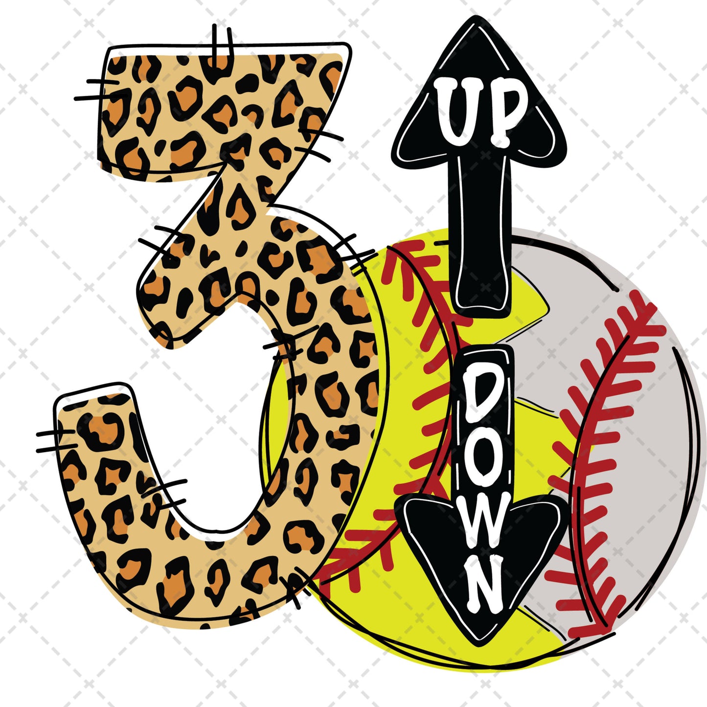 Cheetah 3 Up 3 Down Softball and Baseball Transfer