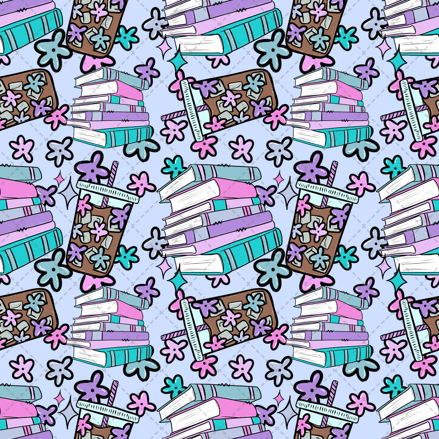 Books And Iced Coffee Seamless