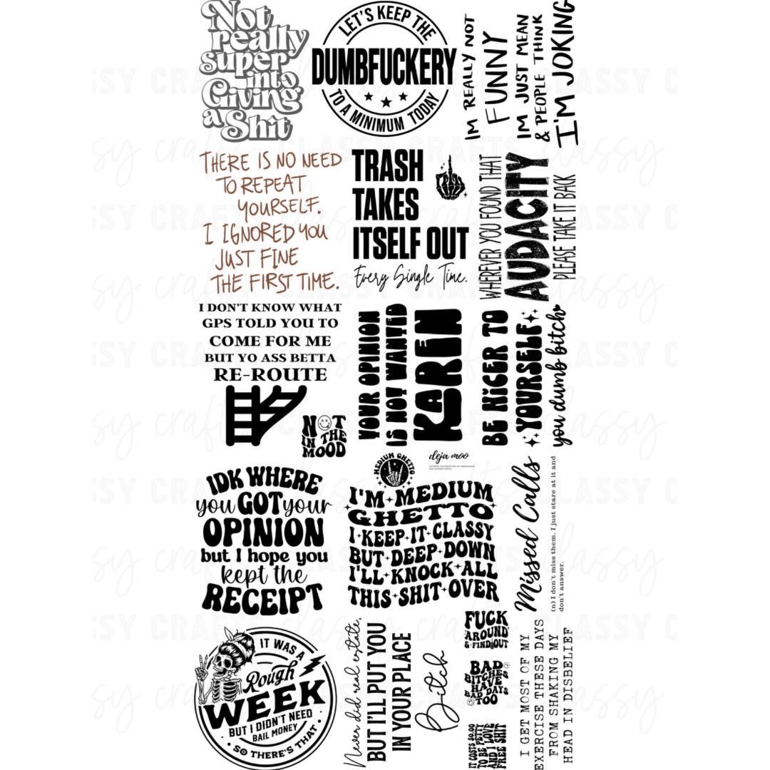 Single Color Snarky - 30x60 - PRE MADE GANG SHEET