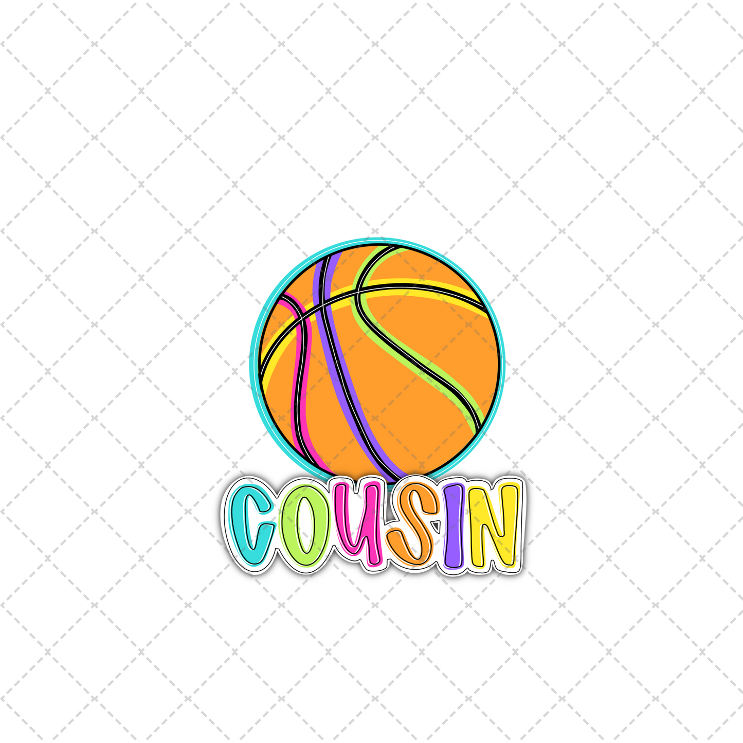 Bright Dotty Basketball Cousin Transfer ** TWO PART* SOLD SEPARATELY**