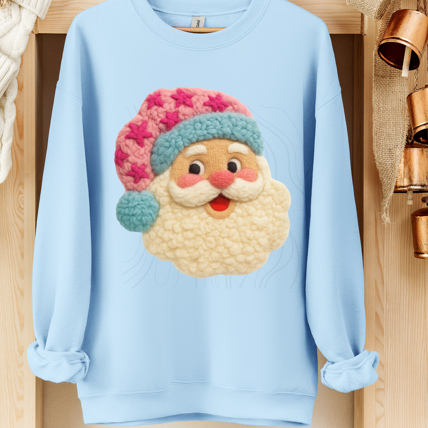 Faux Yarn Santa Pink Hat Transfer