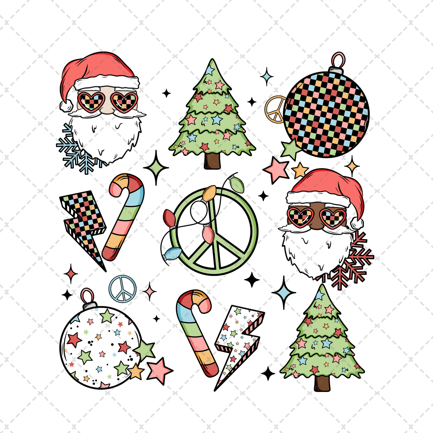 Santa Christmas Grid ** TWO PART* SOLD SEPARATELY** Transfer