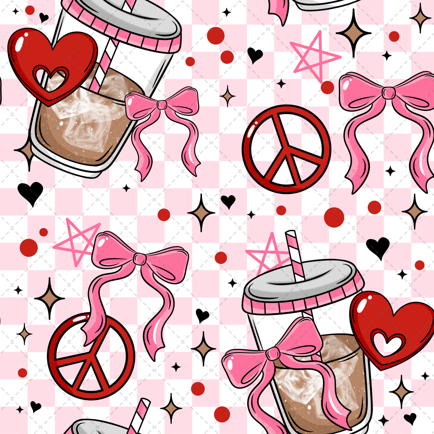 Pink Iced Coffee Seamless Transfer