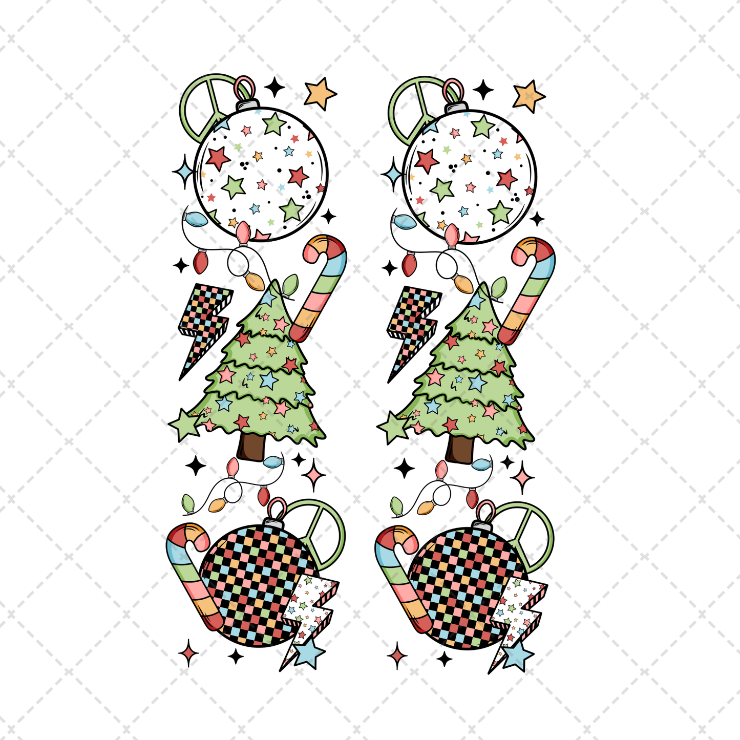 Santa Christmas Grid ** TWO PART* SOLD SEPARATELY** Transfer