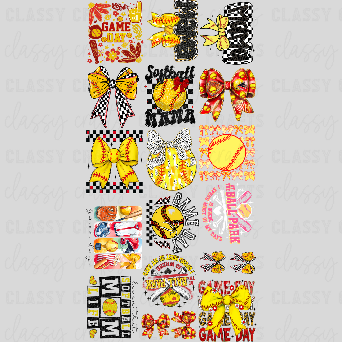 Softball Gameday - 30x60 - PREMADE GANG SHEET
