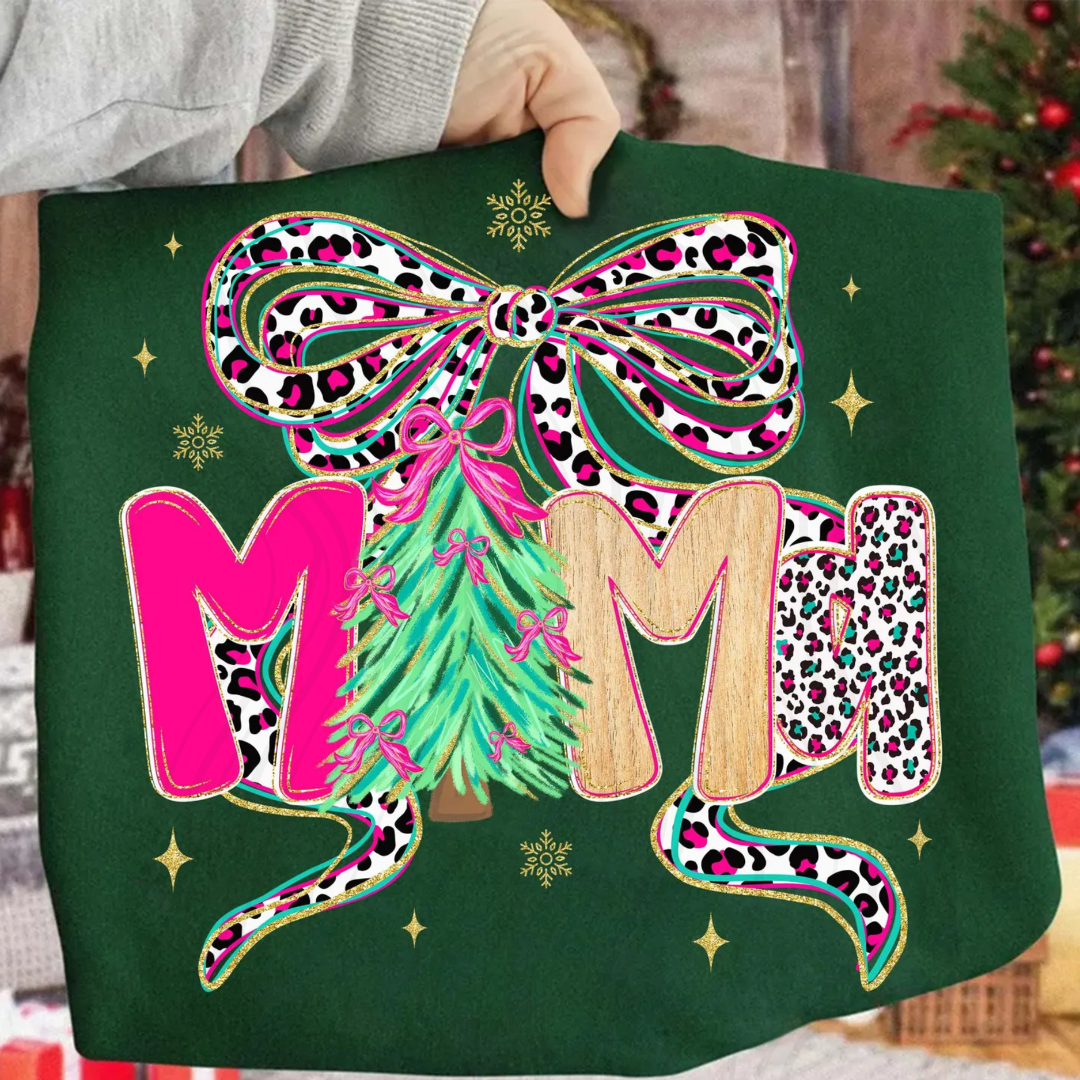 Pink Cheetah Christmas Mama Transfer
