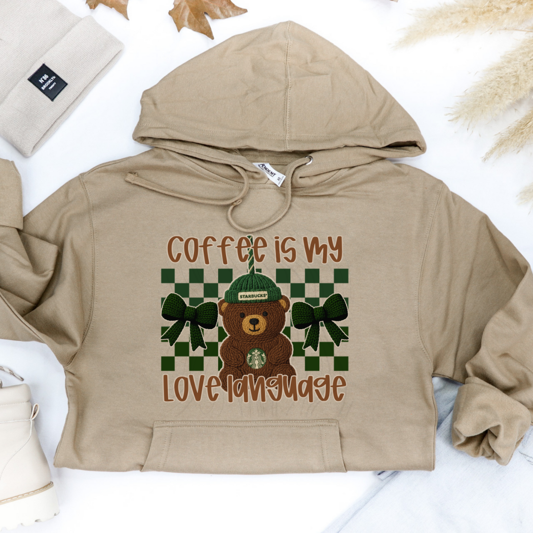 Coffee Love Language SB Bear Faux Yarn Transfer