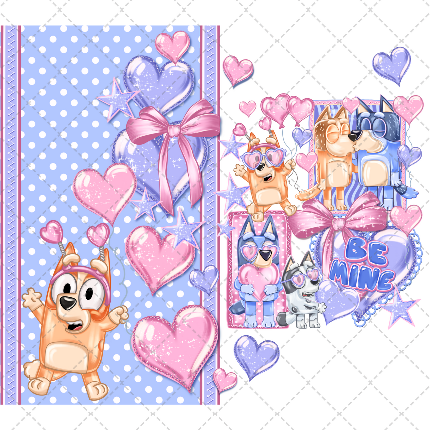 Be Mine Character Pups Tumbler Transfer