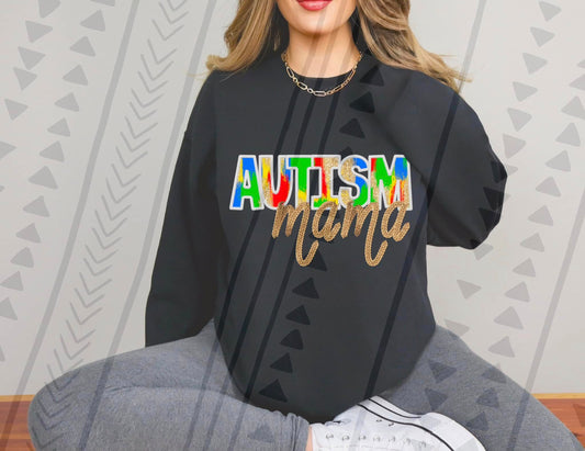 Autism Mama Faux Embroidery Transfer