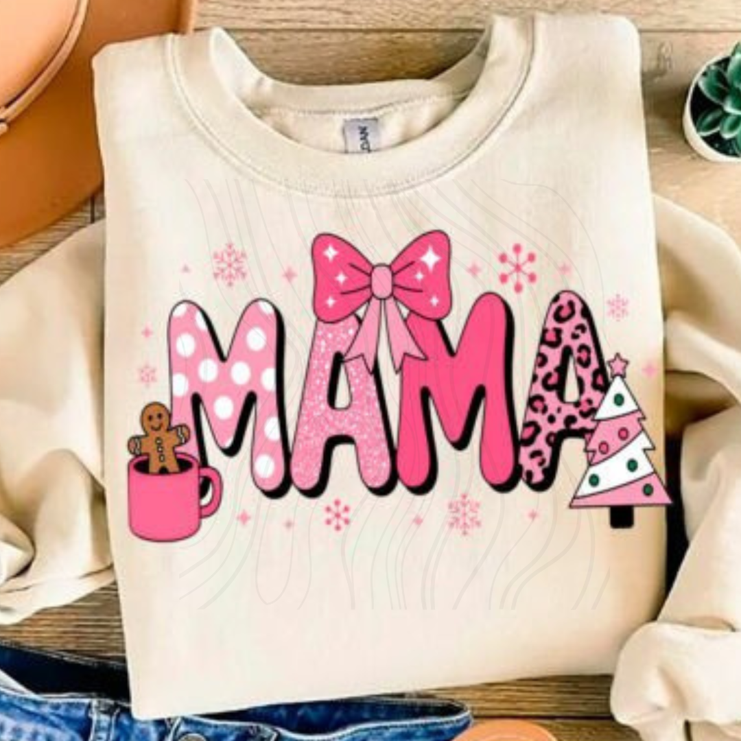 Mama Pink Christmas Coquette Transfer