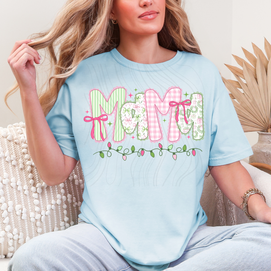 Coquette Lace Christmas Mama Transfer