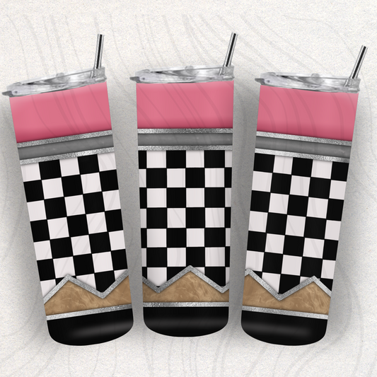 Checkered Pencil Tumbler Wrap Transfer