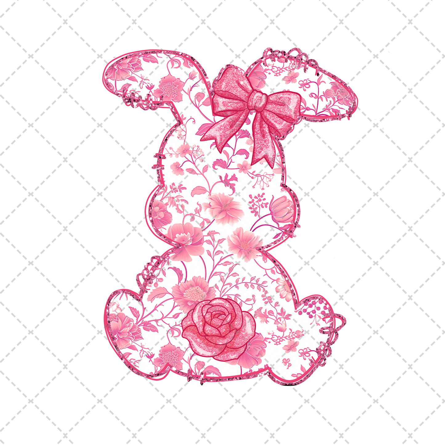 Pink Floral Bunny Transfer