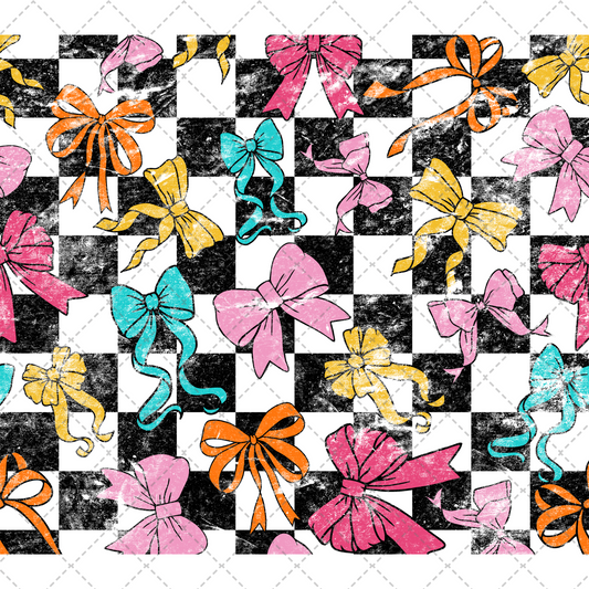 Checkered Bows Tumbler Wrap