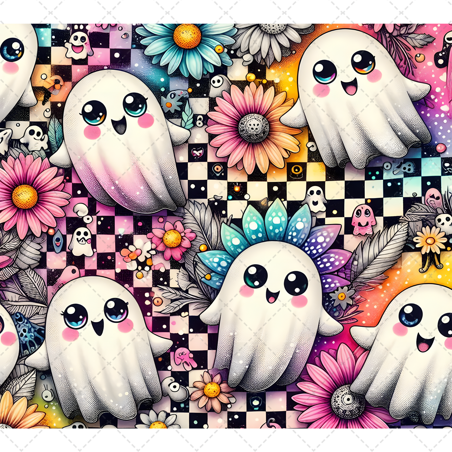 Plaid Floral Ghost Tumbler Transfer