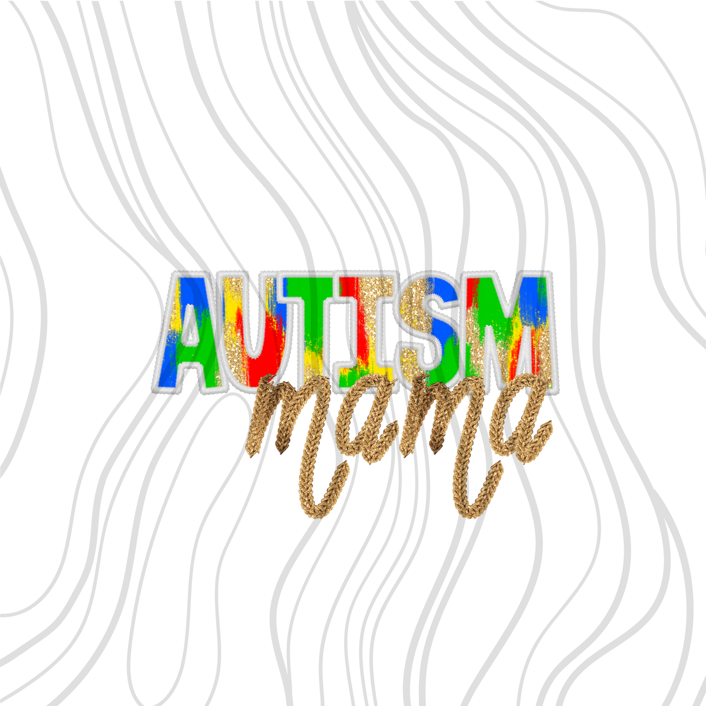 Autism Mama Faux Embroidery Transfer