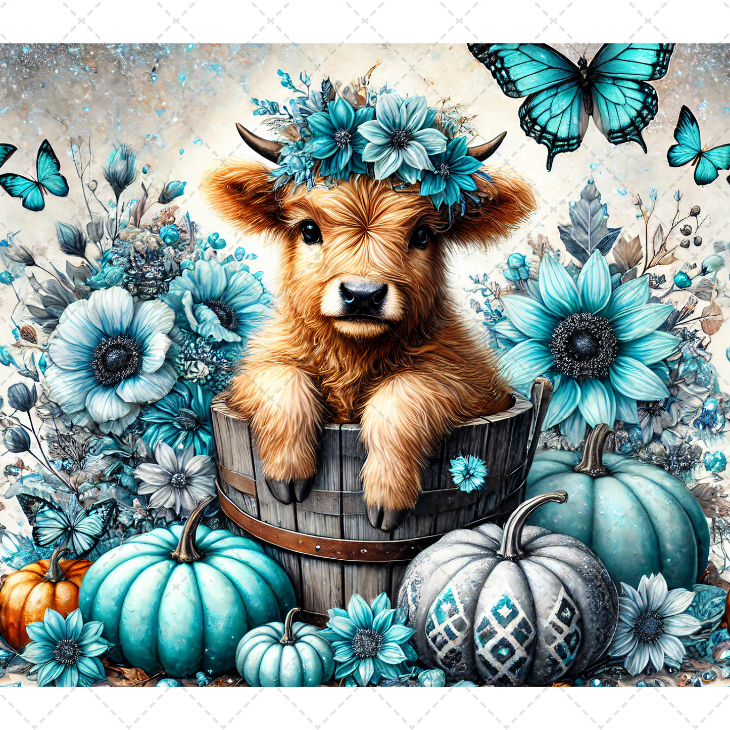 Blue Fall Highland Cow Tumbler