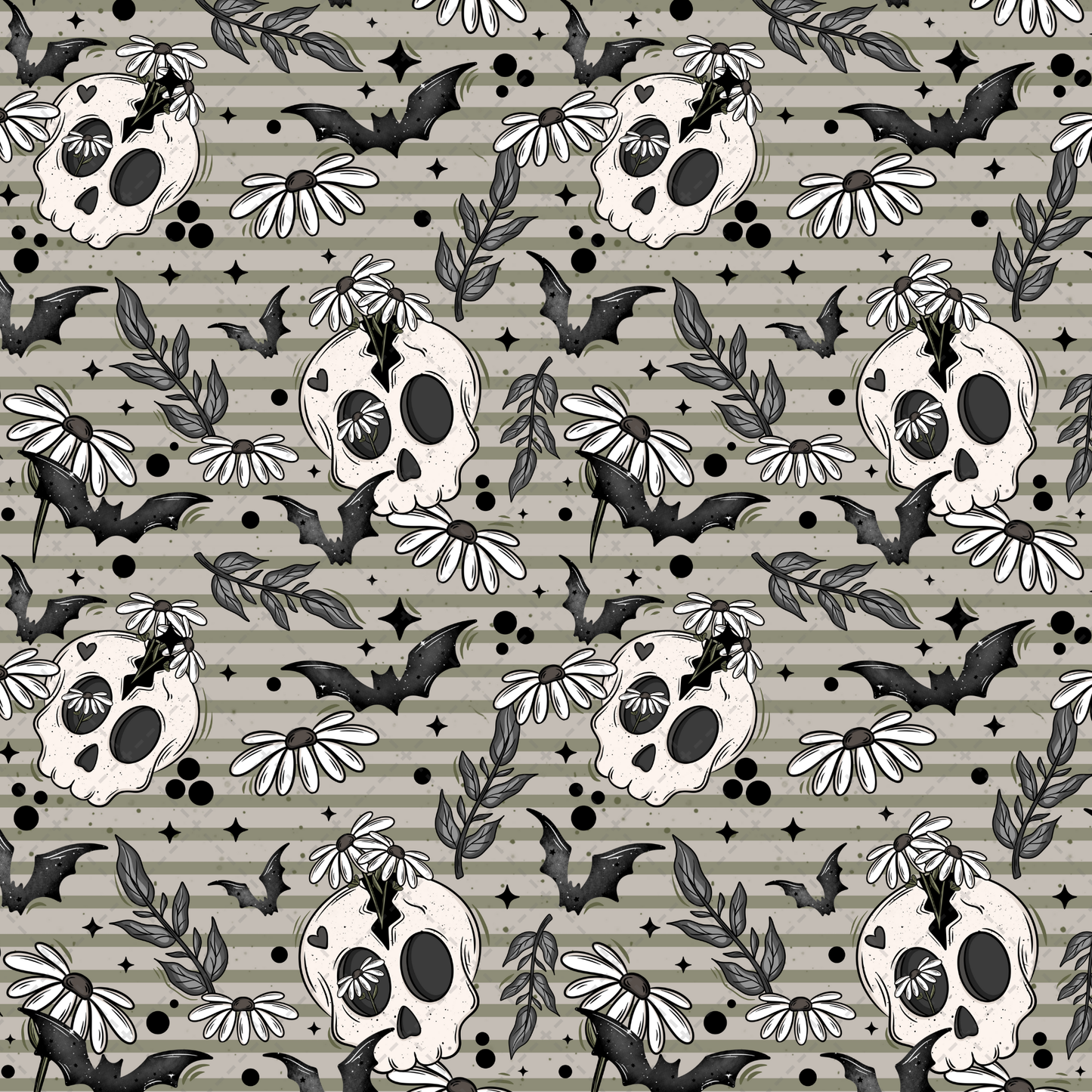 Bat Floral Skellie Seamless