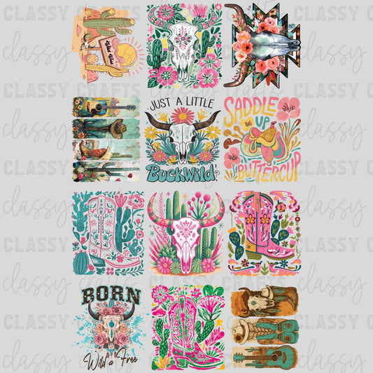 Boho Cowgirl - 30x48 - PREMADE GANG SHEET