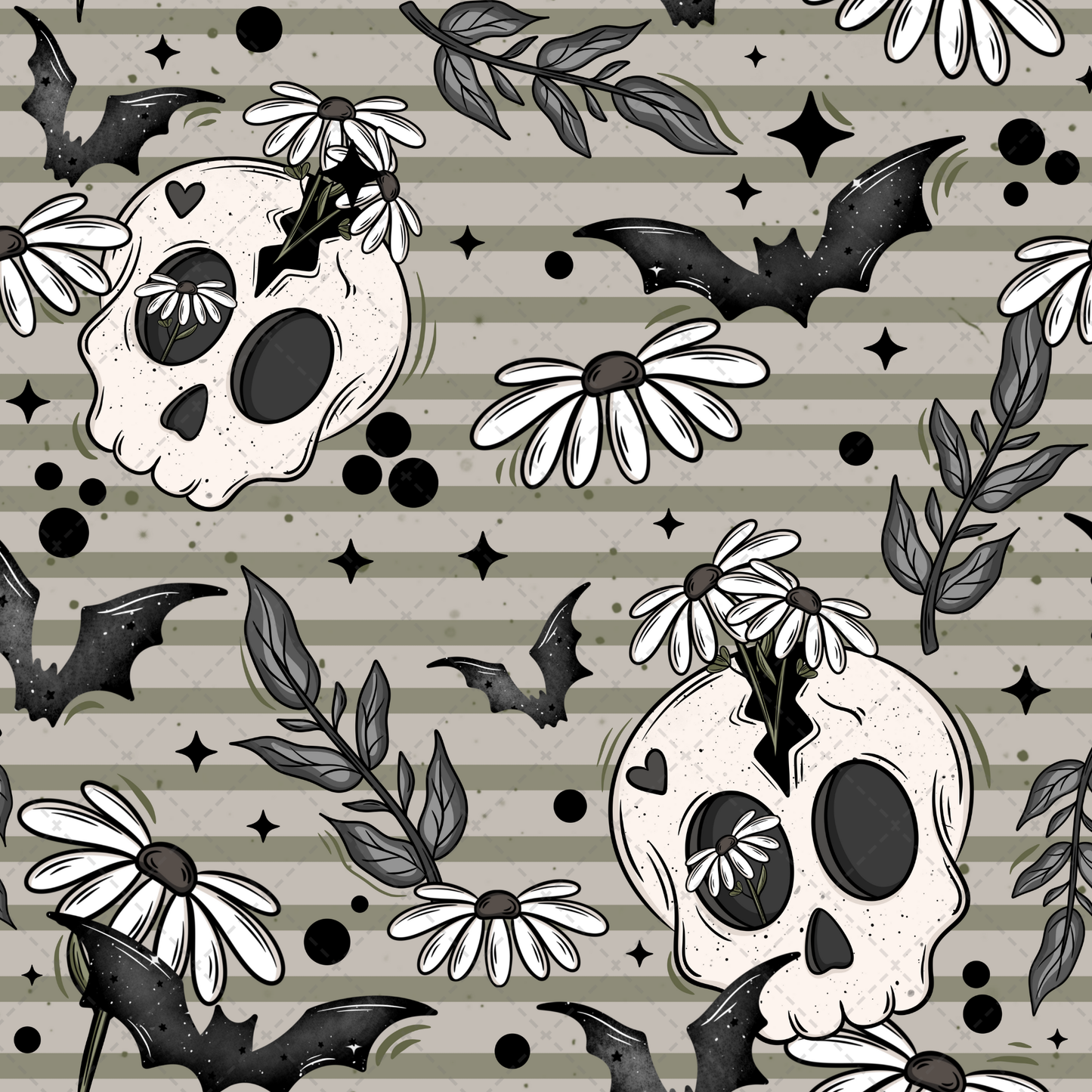 Bat Floral Skellie Seamless 1