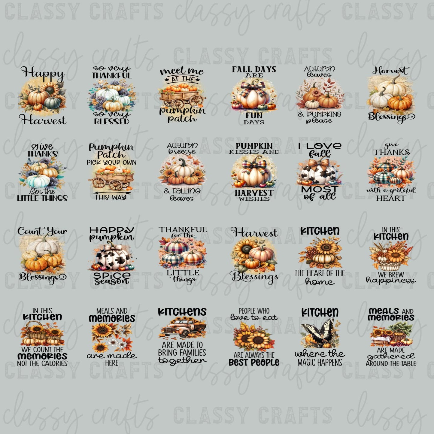 Happy Harvest Tea Towels 30x24 - PREMADE GANG SHEET