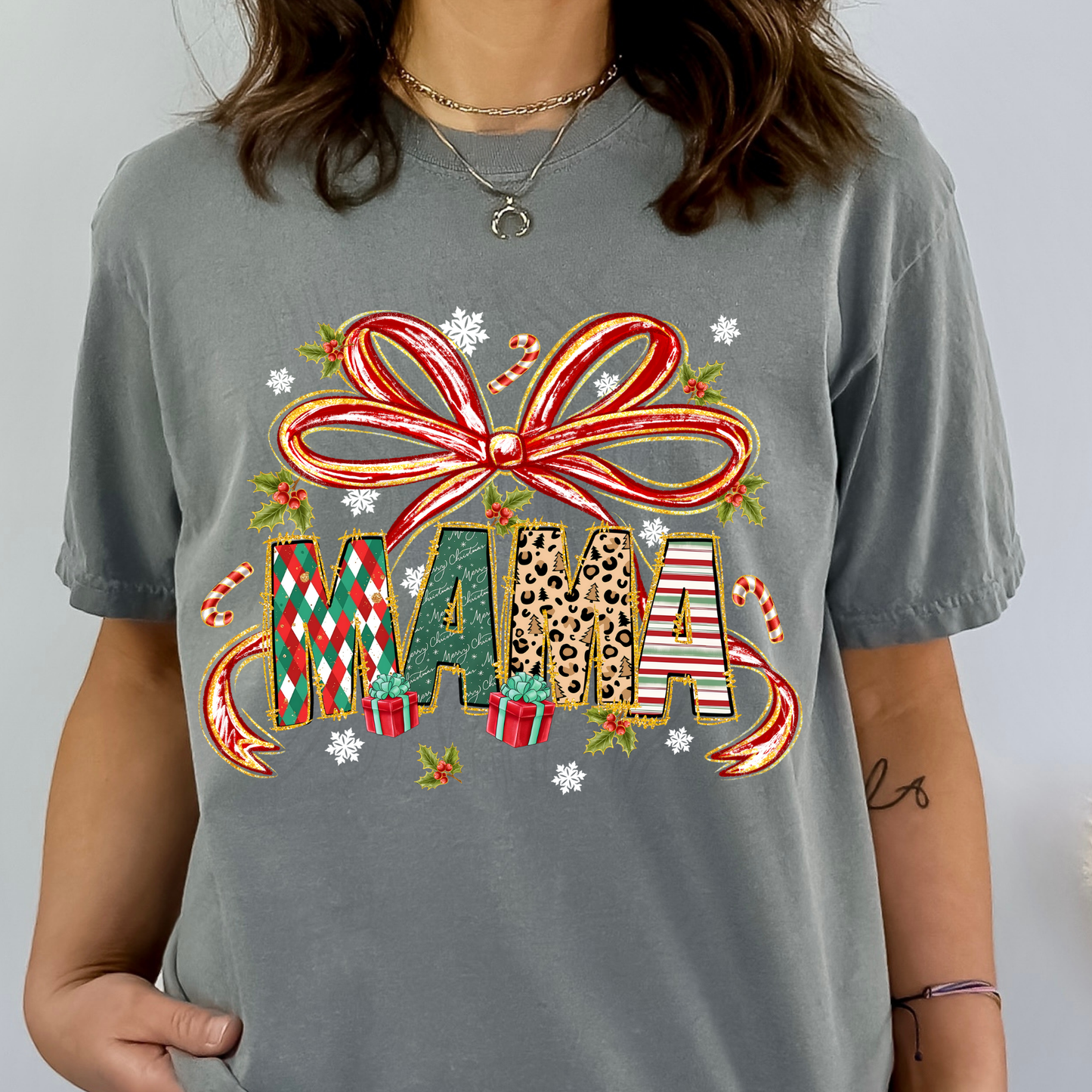 Christmas Mama With Bow Transfer**SOLD SEPARATLEY**