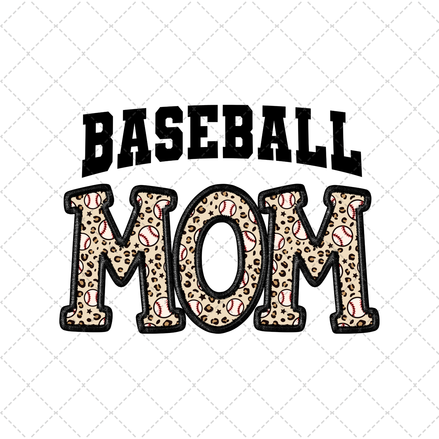 Faux Embroidery Leopard Baseball Mom Transfer