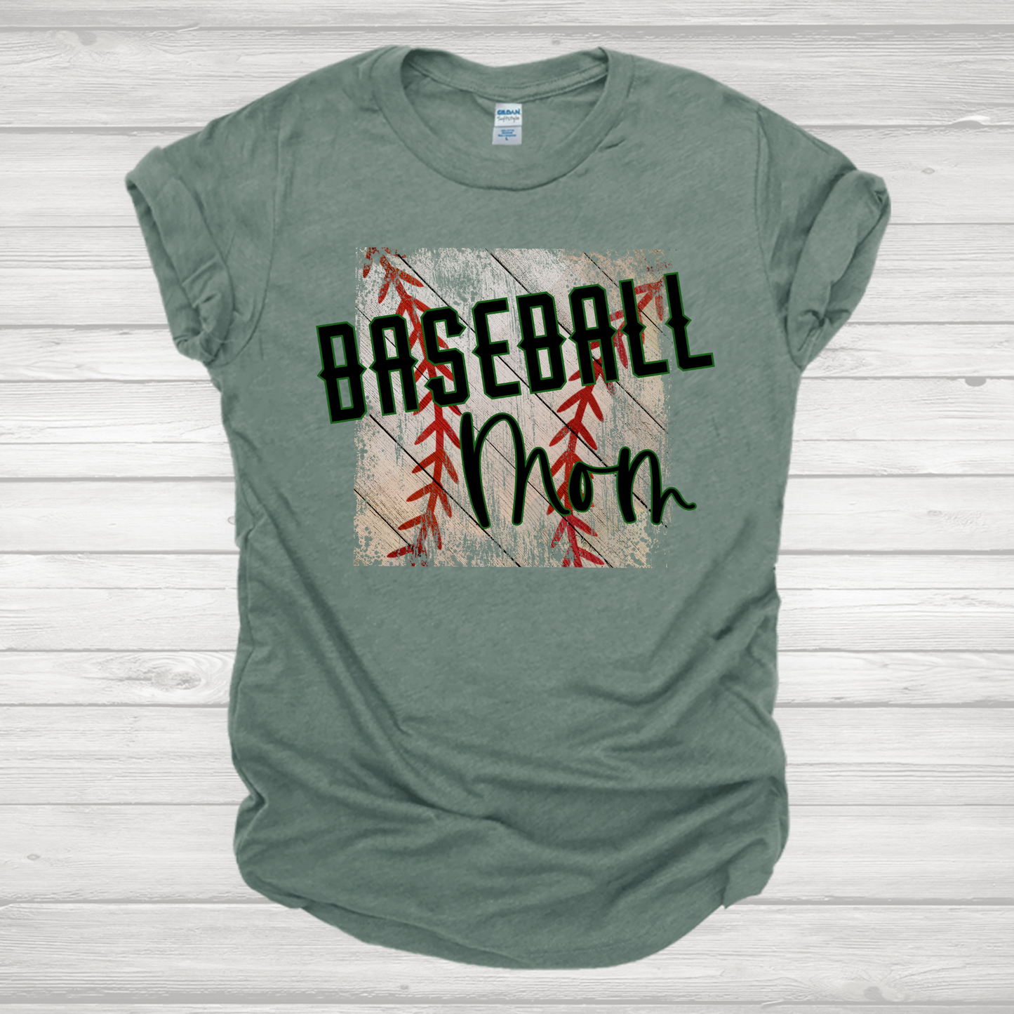 Baseball Mom Distressed Wood Transfer