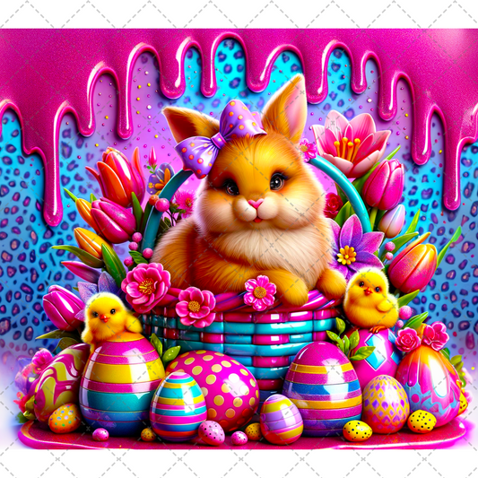 Easter Bunny Pink Tumbler Wrap Transfer