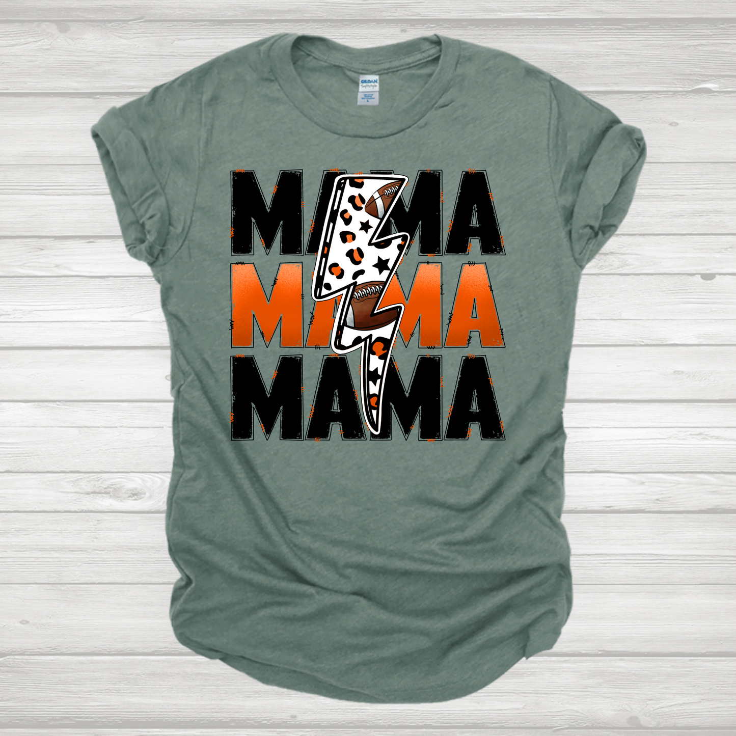 Football Mama Orange Bolt Transfer