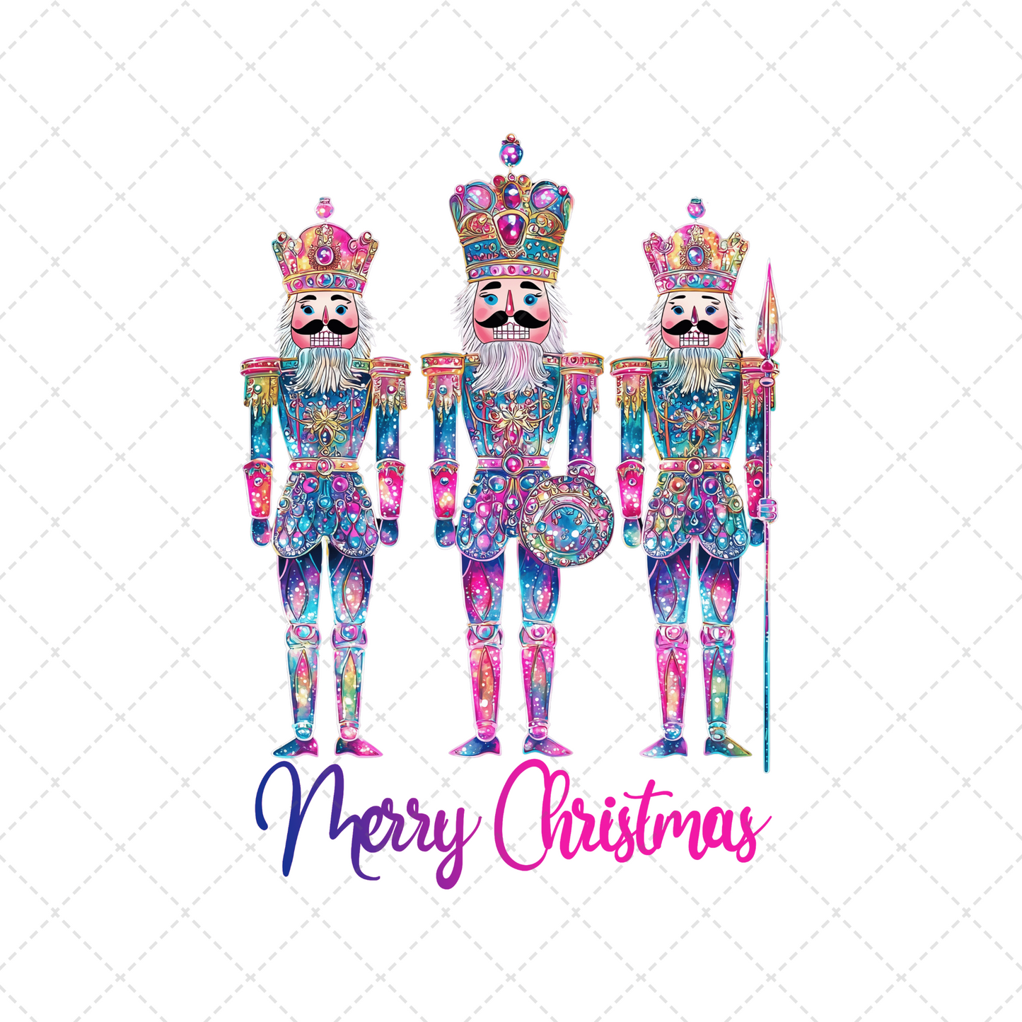 Colorful Merry Christmas Nutcrackers Transfer