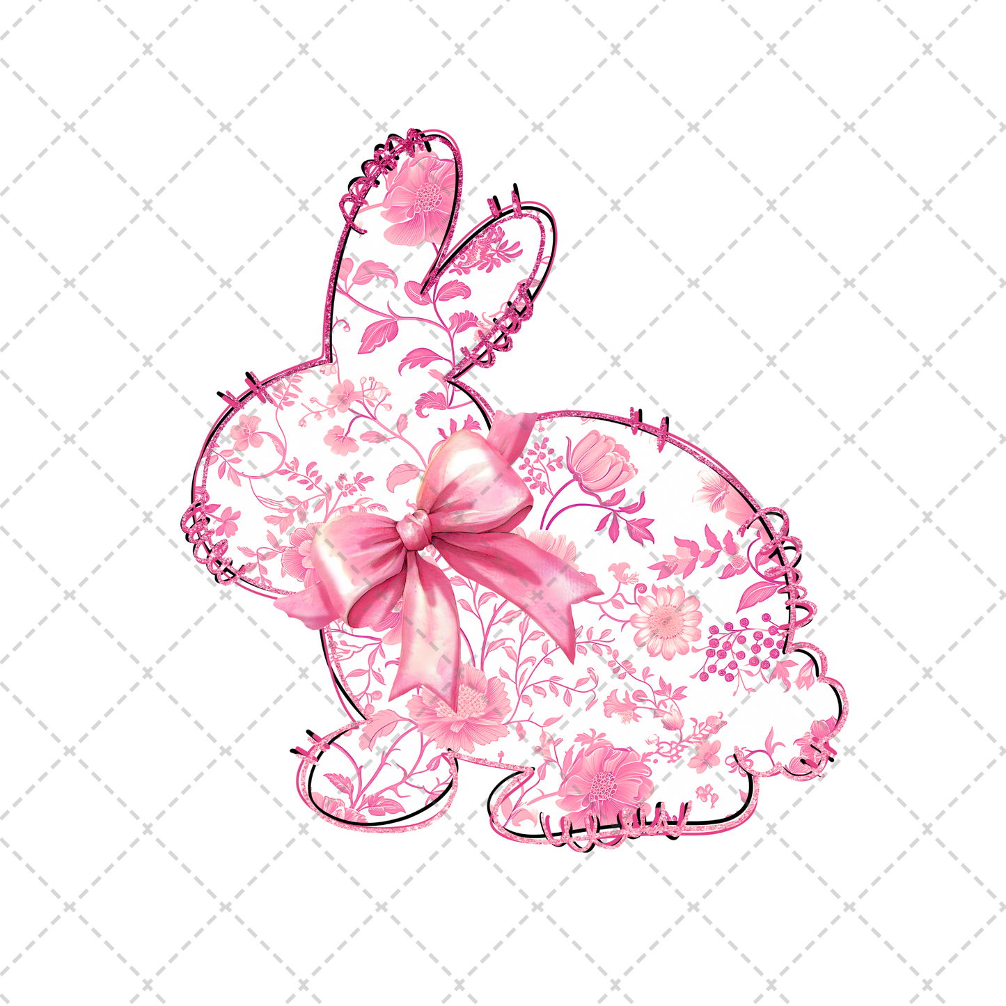 Pink Floral Bunny Coquette Transfer
