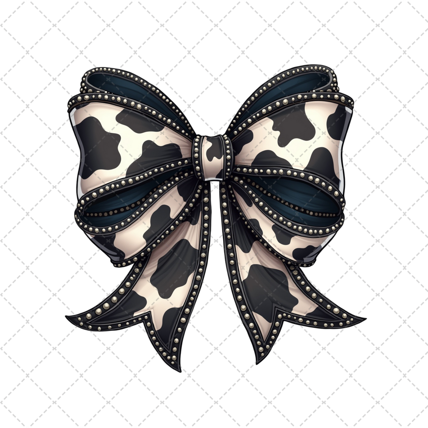 Girly Western Black Cow Bow Transfer
