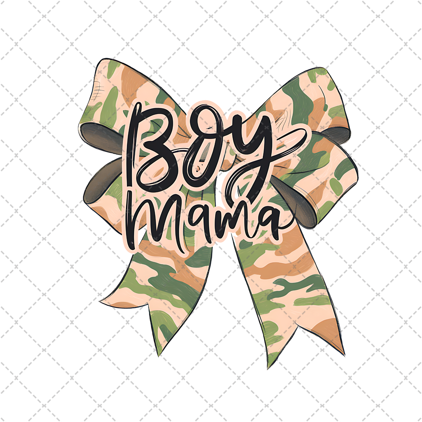 Boy Mama Camo Bow Transfer