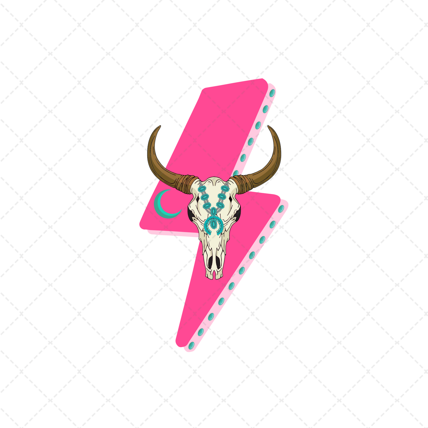Western Pink Lightning Bolt Transfer