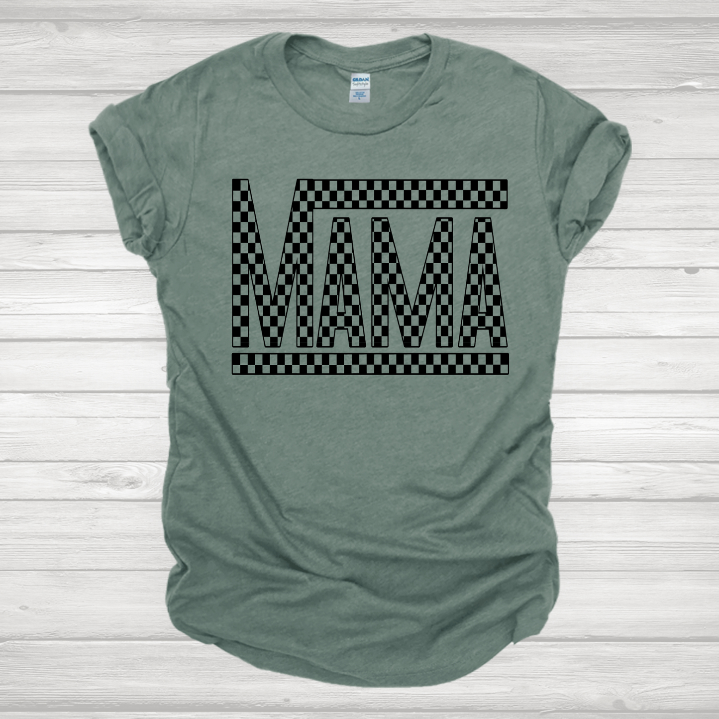 Mama Retro Black Checkered Transfer